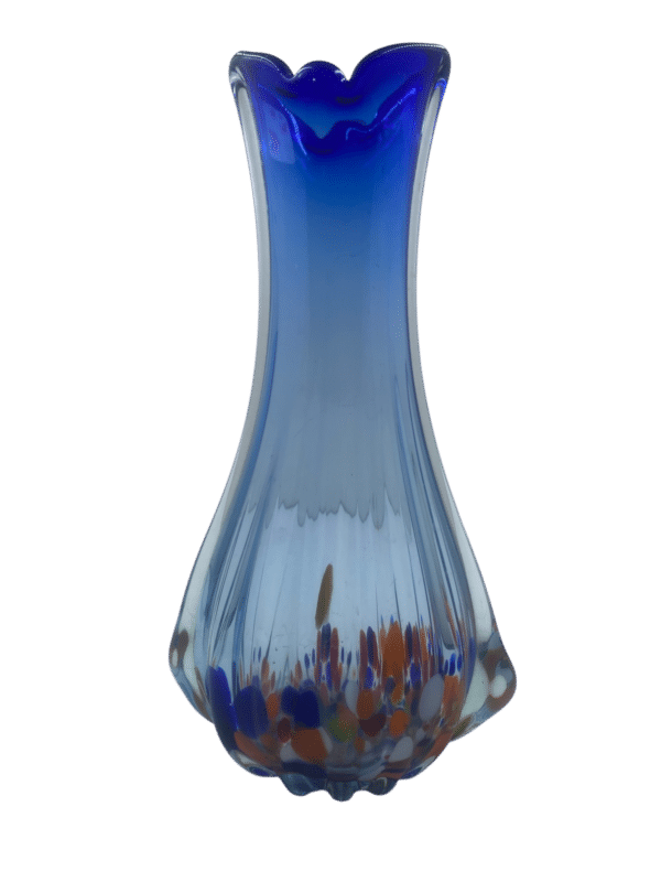 vase verre bleu