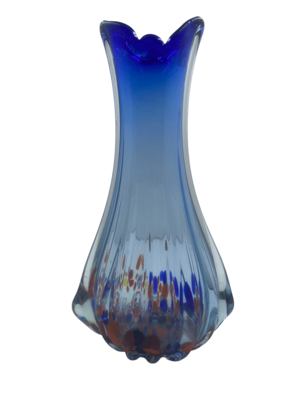 vase verre bleu