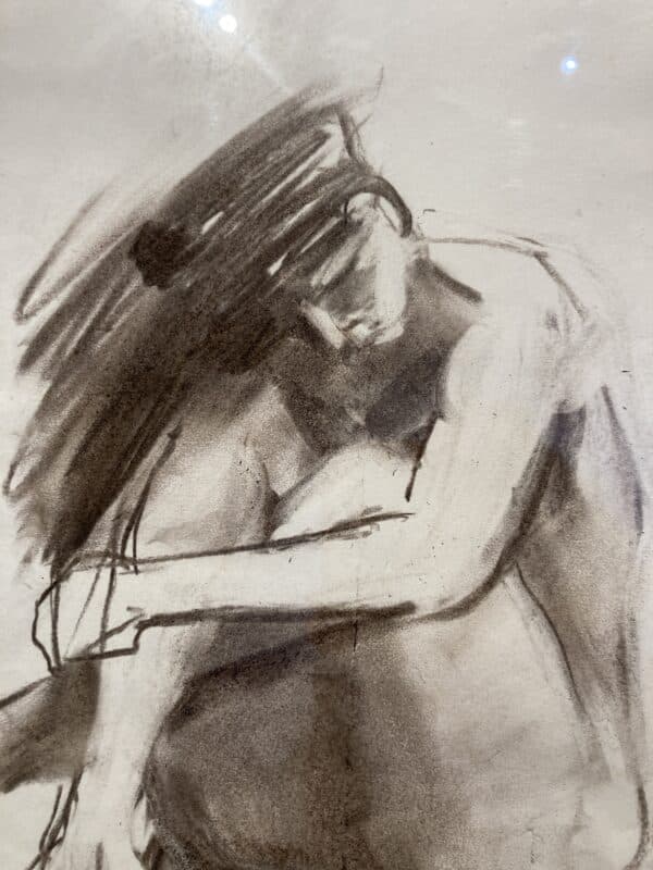 dessin au fusain femme signée jean claude