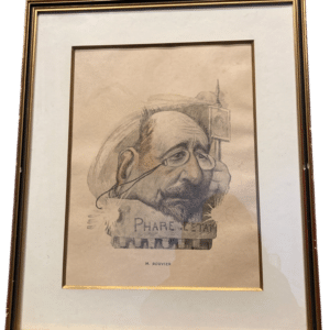 dessin portrait encadré signé M. Rouvier