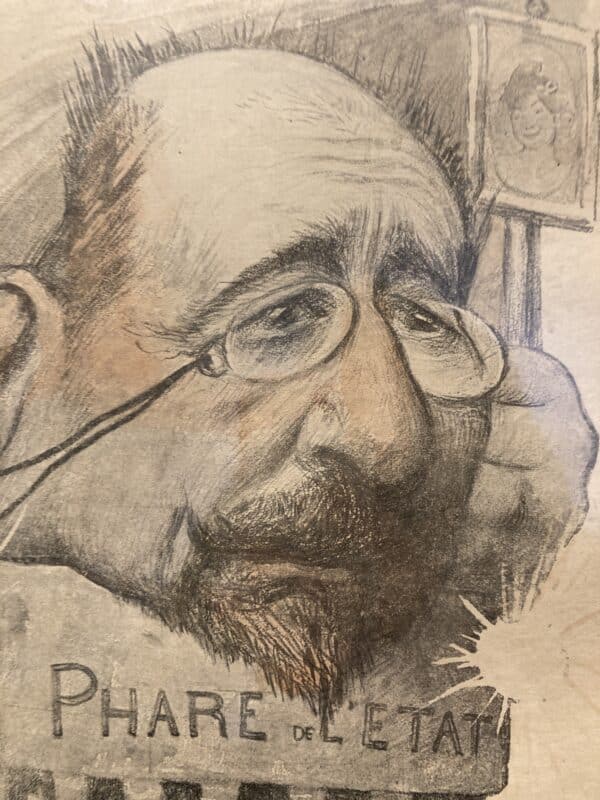 dessin portrait encadré signé M. Rouvier