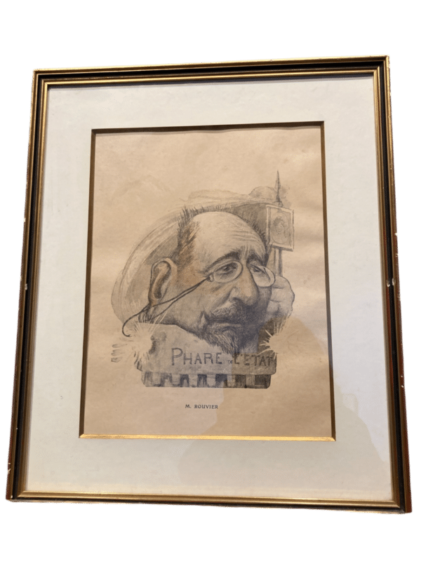 dessin portrait encadré signé M. Rouvier