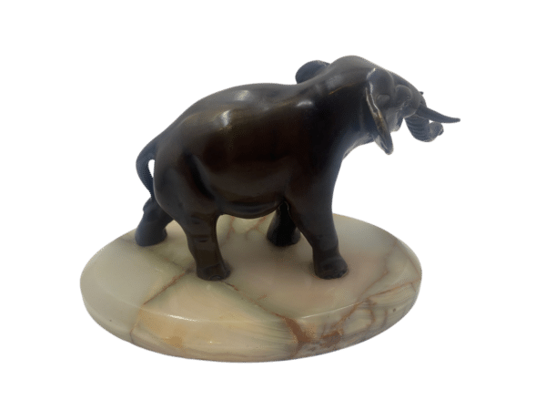 sculpture éléphant bronze plaque marbre