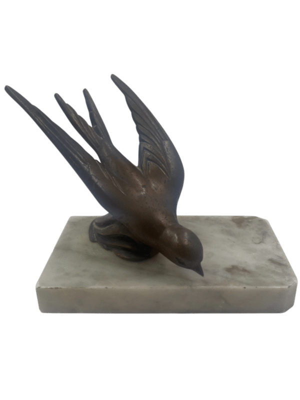 sculpture oiseau bronze plaque marbre