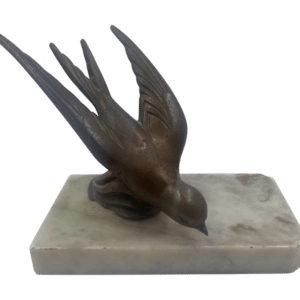sculpture oiseau bronze plaque marbre