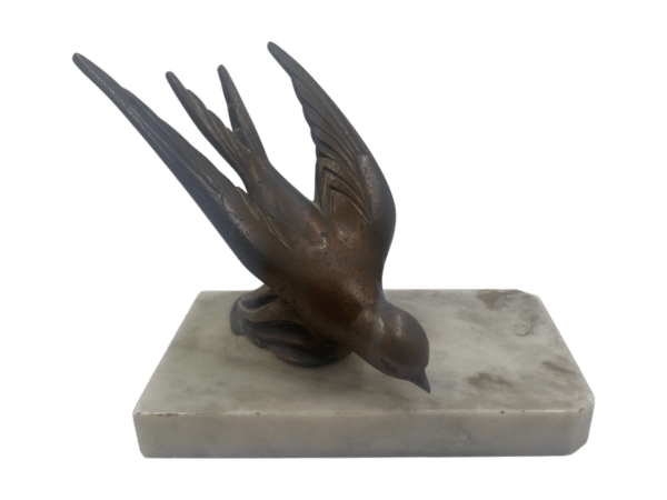 sculpture oiseau bronze plaque marbre