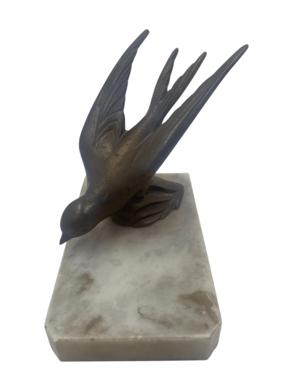 sculpture oiseau bronze plaque marbre