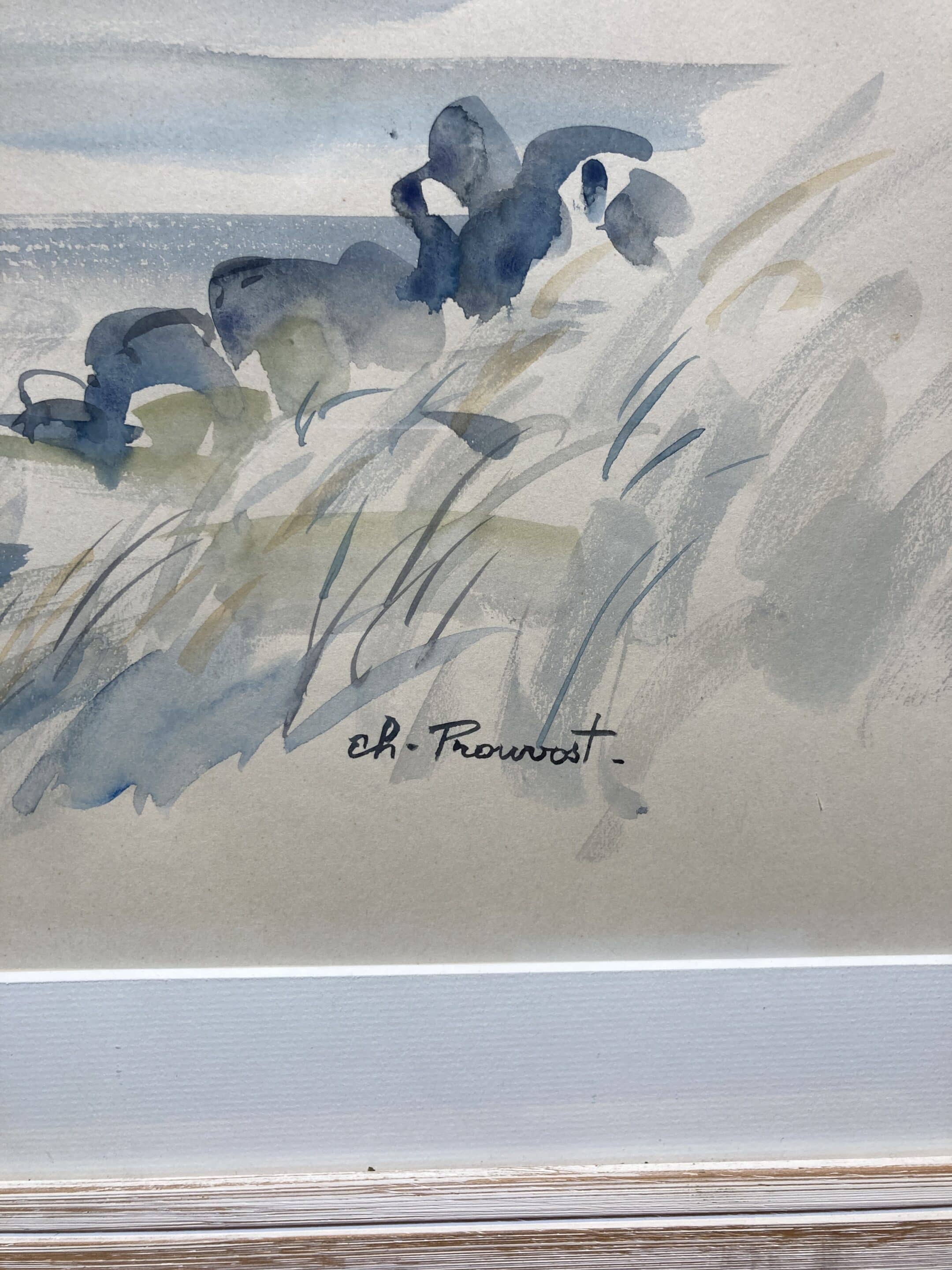 aquarelle paysage signée ch. prouvost