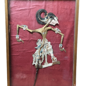 marionnette théâtre d'ombre javanais wayang kulit encadrée