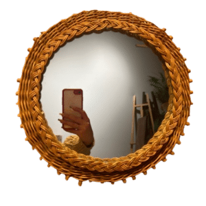 miroir rond osier