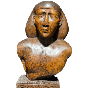 sculpture buste pharaon bois signée jbronkri