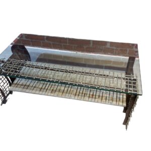 table basse métal avec plateau en verre